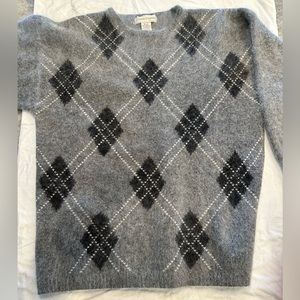 Casual Corner Angora wool blend argyle front sweater.